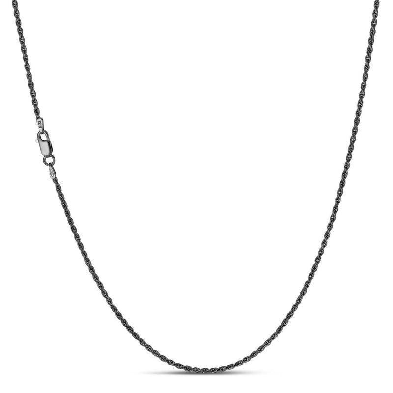Black Rhodium Rope Chain Necklace 2mm