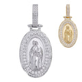 Moissanite Virgin Mary Iced Medallion Pendant