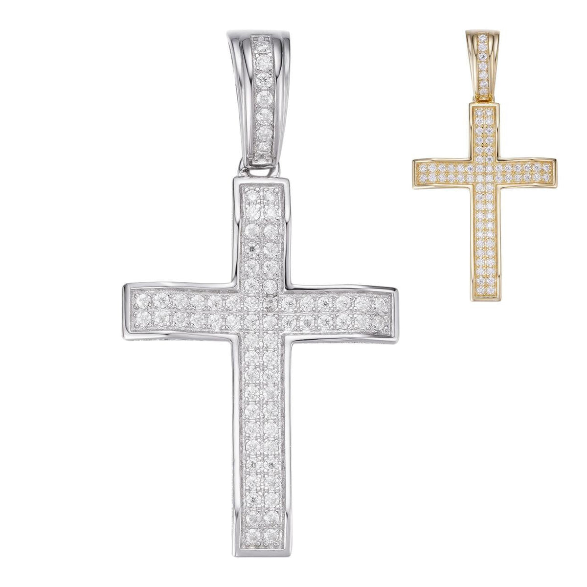 Moissanite Micropaved Iced Cross Pendant 1.5in