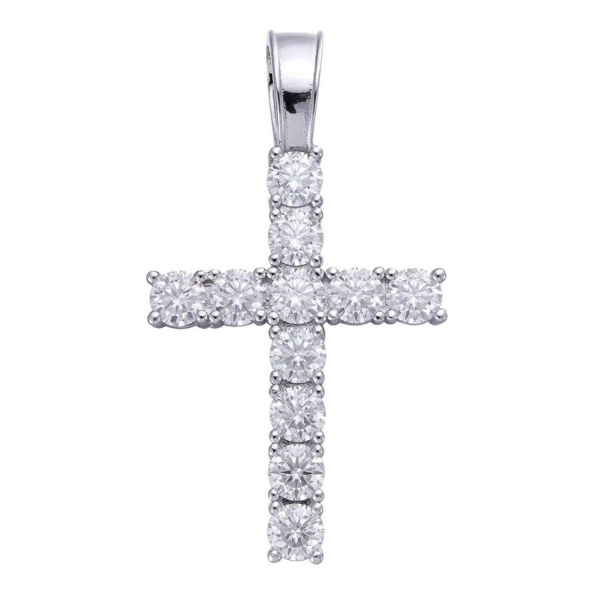 Moissanite Tennis Cross Pendant 1.5in