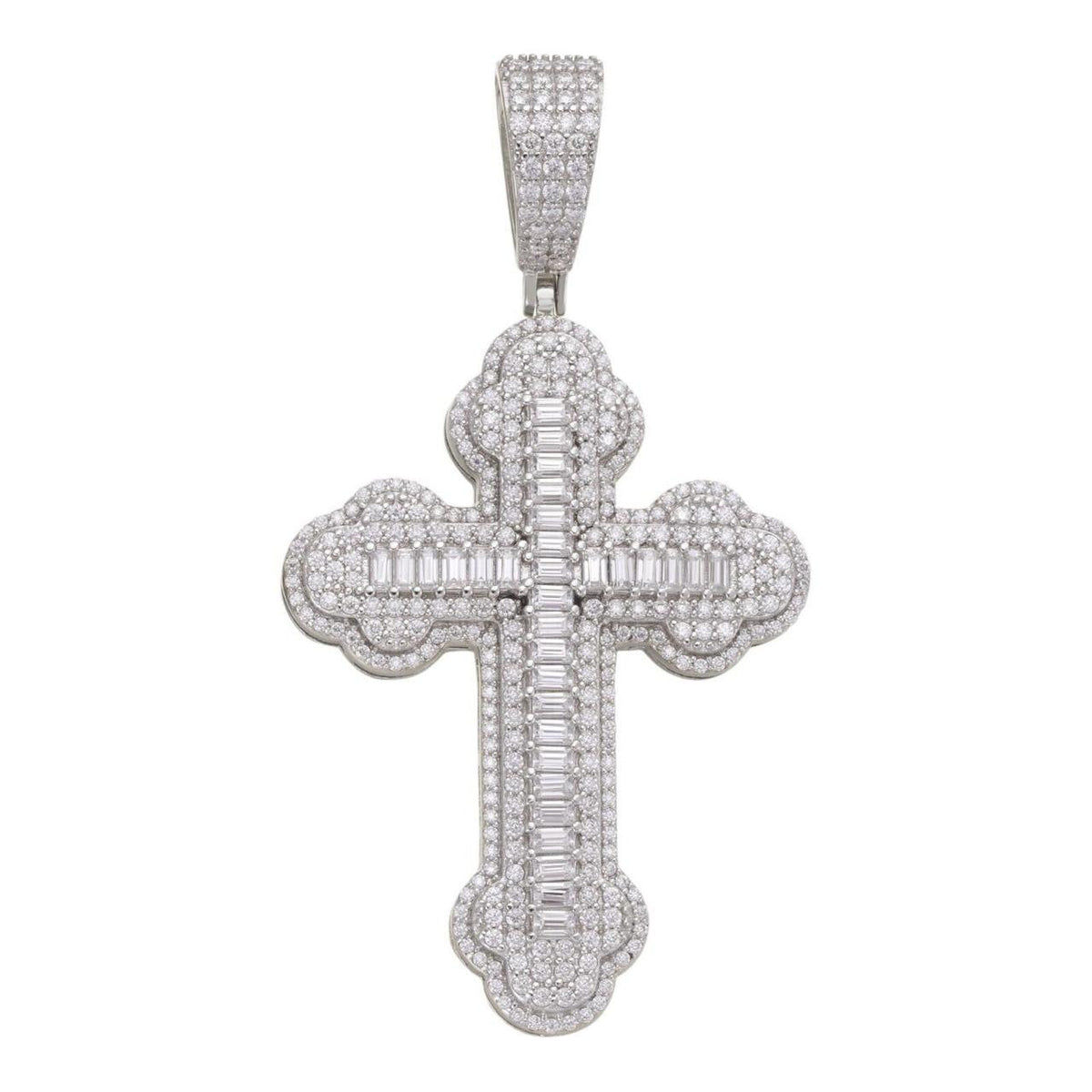 Moissanite Baguette Gothic Iced Cross Pendant 1.5in