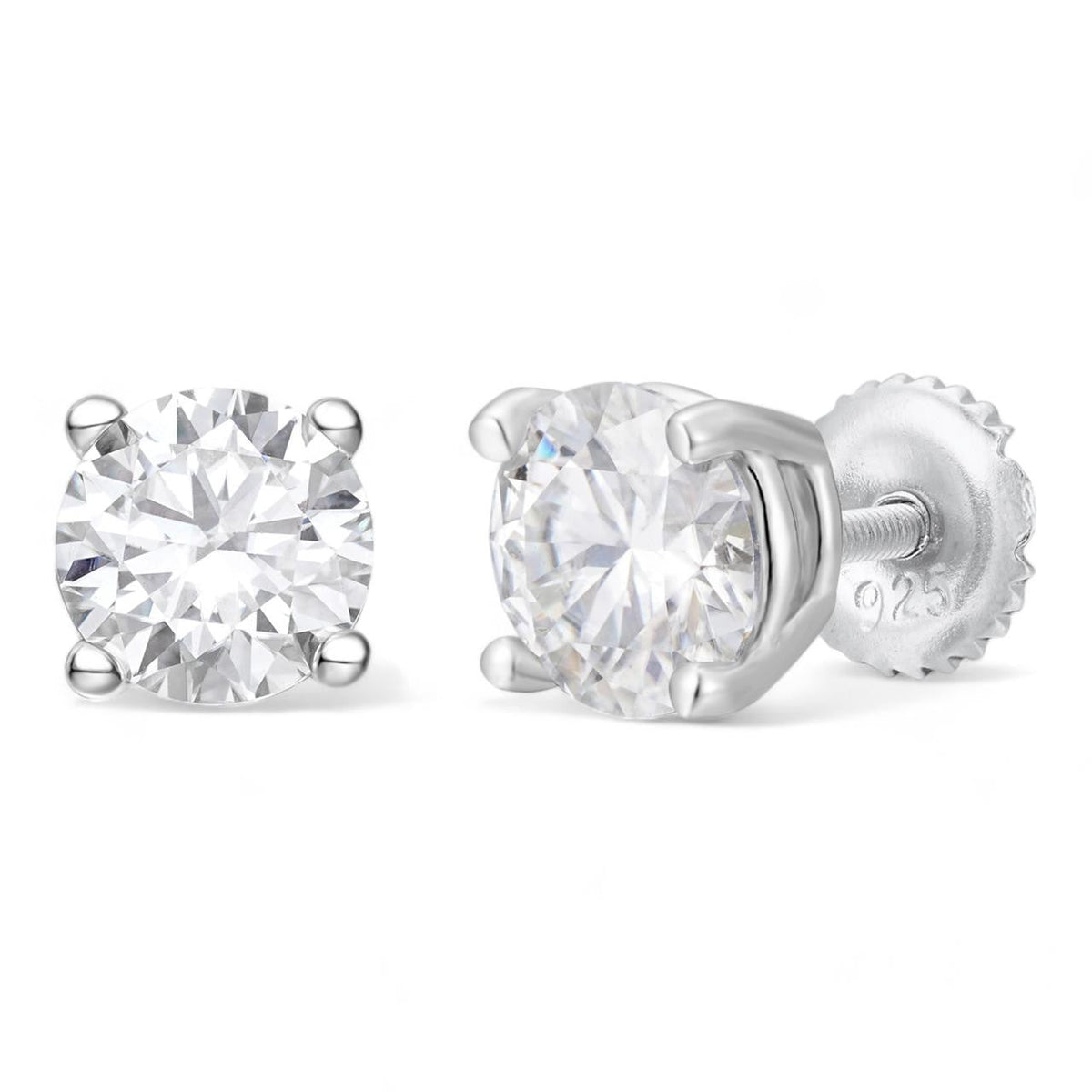 Moissanite Round Solitaire Stud Earrings 6.5mm