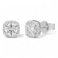 Moissanite Square Halo Stud Earrings 6mm