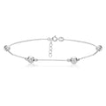 Sterling Silver Textured and Polished Round Beads Chain Anklet