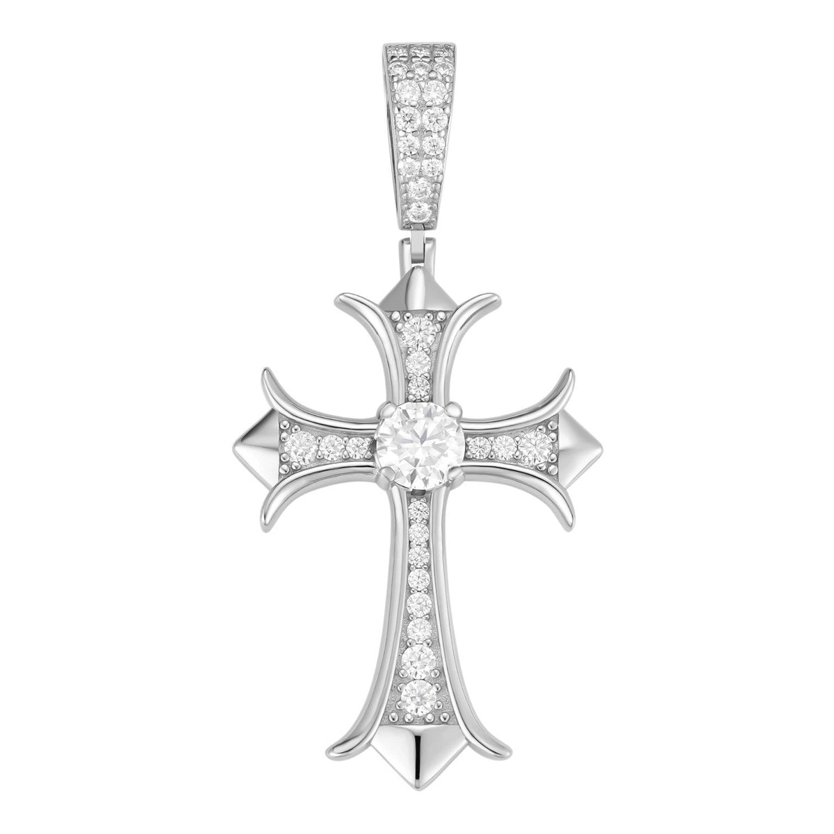 Moissanite Hearts Chrome Cross Pendant