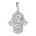 Moissanite Hamsa Evil Eye Hand Pendant