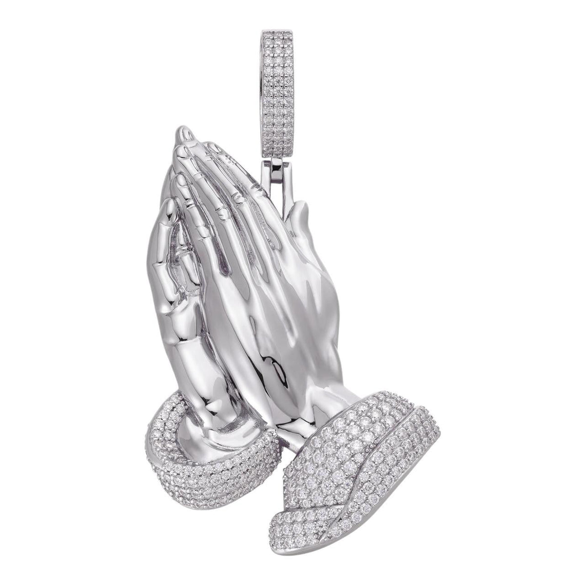 Moissanite Praying Hands Pendant (Small)