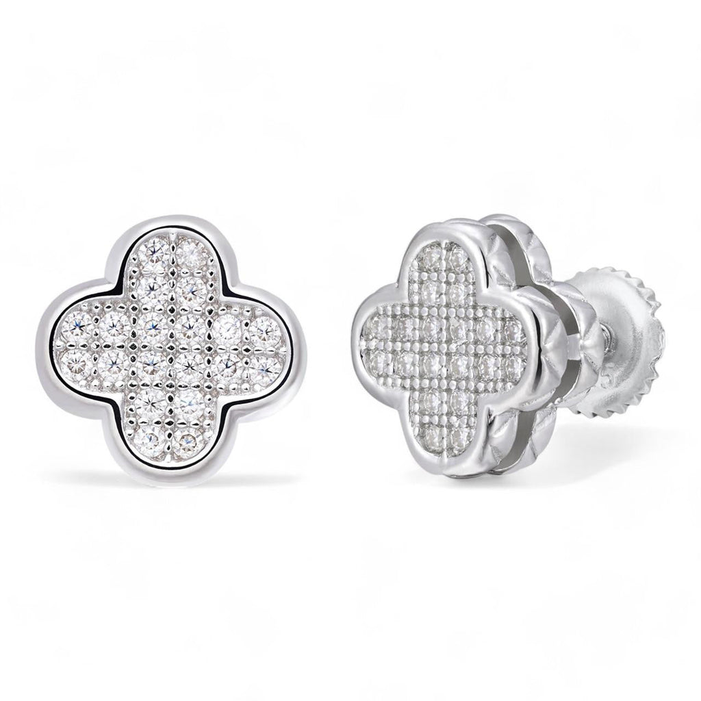 Moissanite Clover Iced Earrings 10mm