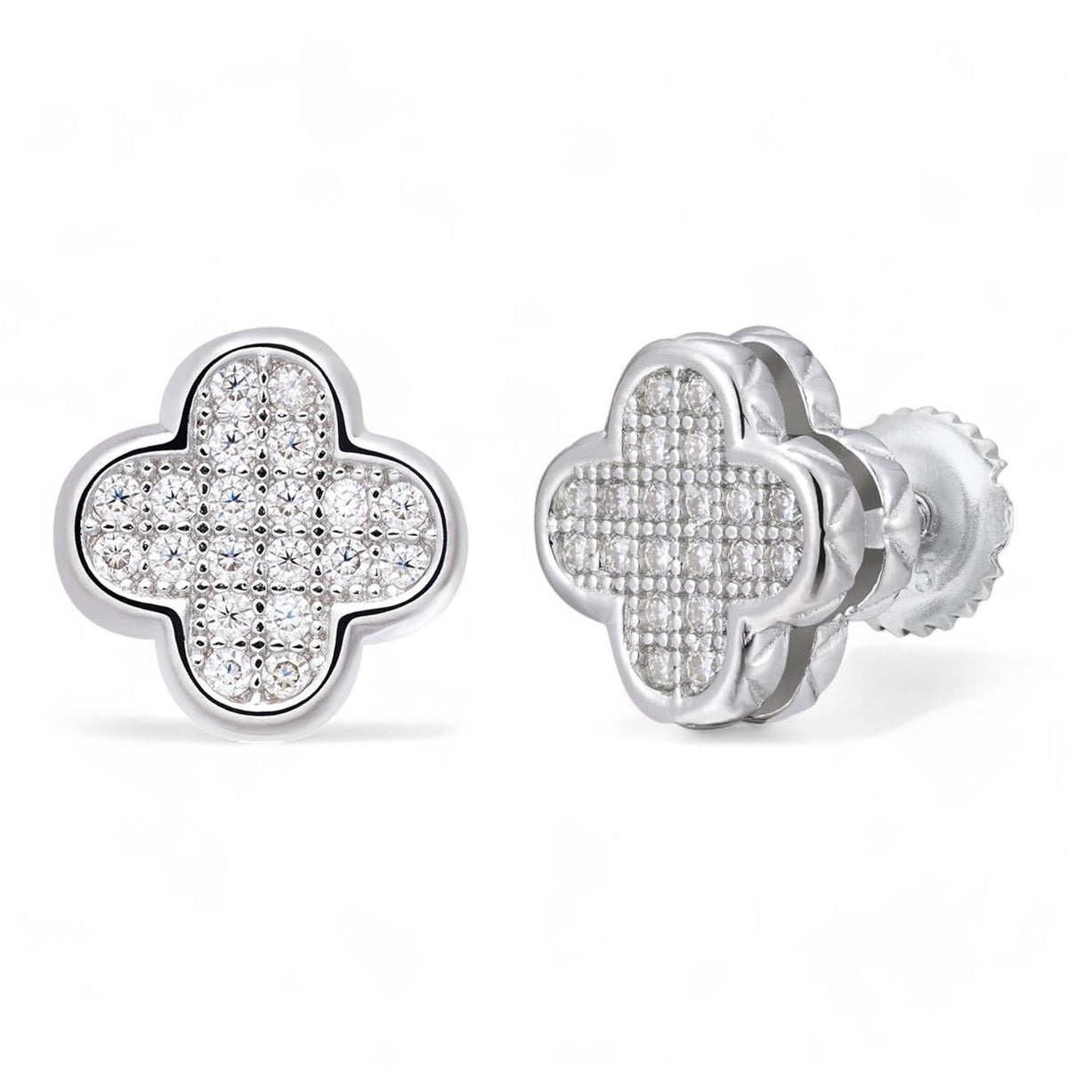 Moissanite Clover Iced Earrings 10mm