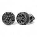 Black Moissanite 3D Round Earrings