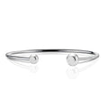 Sterling Silver Polished Bead Cuff Bangle Bracelet