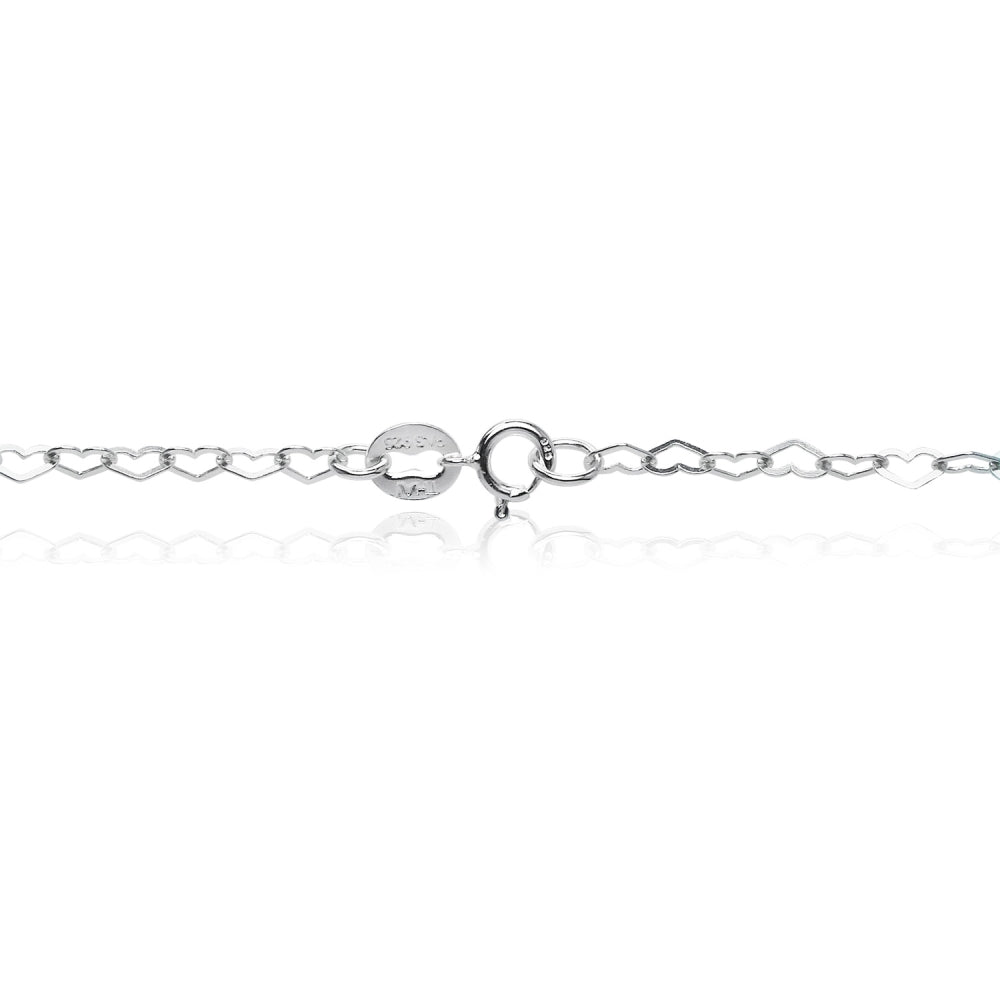 Heart Link Chain Bracelet in Sterling Silver