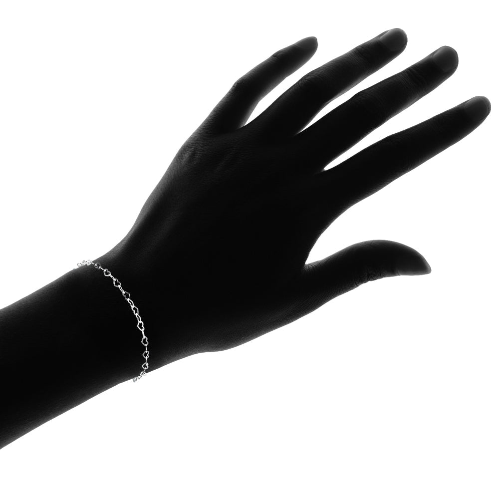 Heart Link Chain Bracelet in Sterling Silver