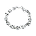 Sterling Silver High Polished Puffed Anchor Mariner Chain Bracelet, 7 Inches