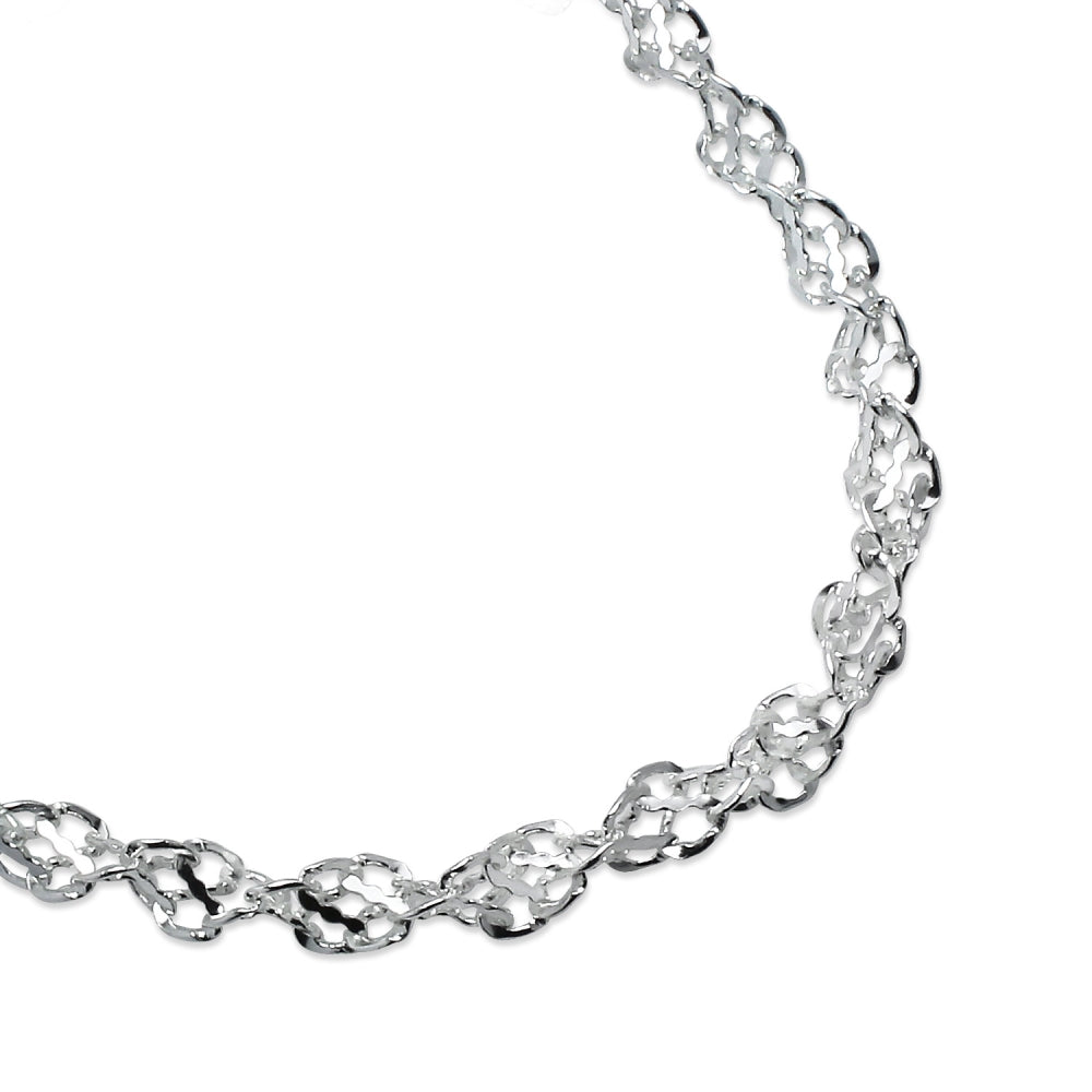 Sterling Silver High Polished Singapore Chain Bracelet, 8 Inches