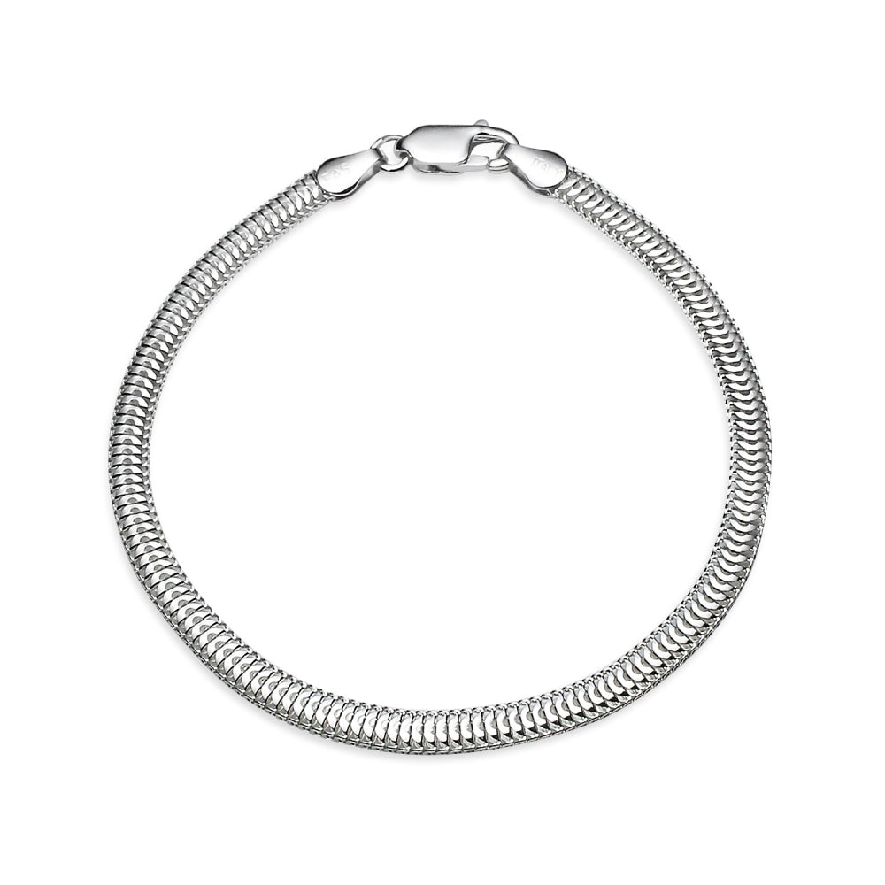 Sterling Silver High Polished Italian 3.5mm Sleek Snake Chain Bracelet, 7 Inches