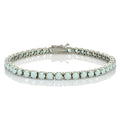 Sterling Silver 4.3ct White Opal 4mm Round Tennis Bracelet
