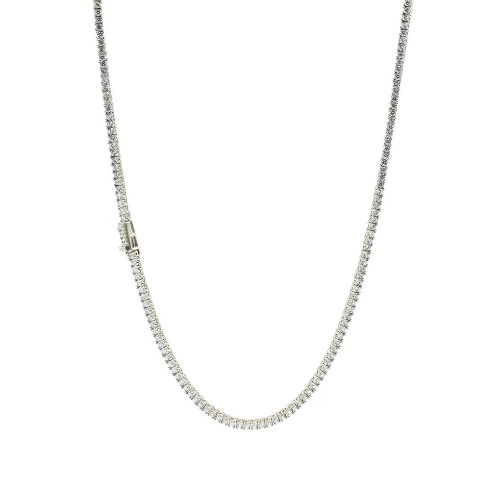 2mm Skinny Tennis Chain Necklace — CZ Stones