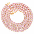 4mm Pink Stone Tennis Chain Necklace — Gemstones