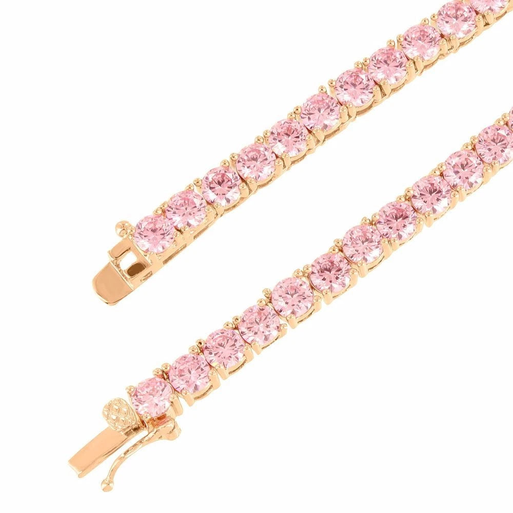 4mm Pink Stone Tennis Chain Necklace — Gemstones