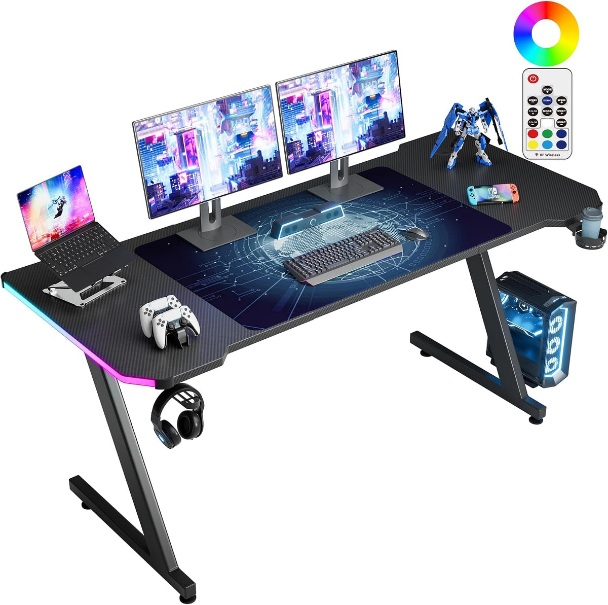 63" RGB LED Gaming Desk — Z-Frame