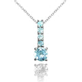 Sterling Silver Blue Topaz 5 Stone Round Drop Necklace