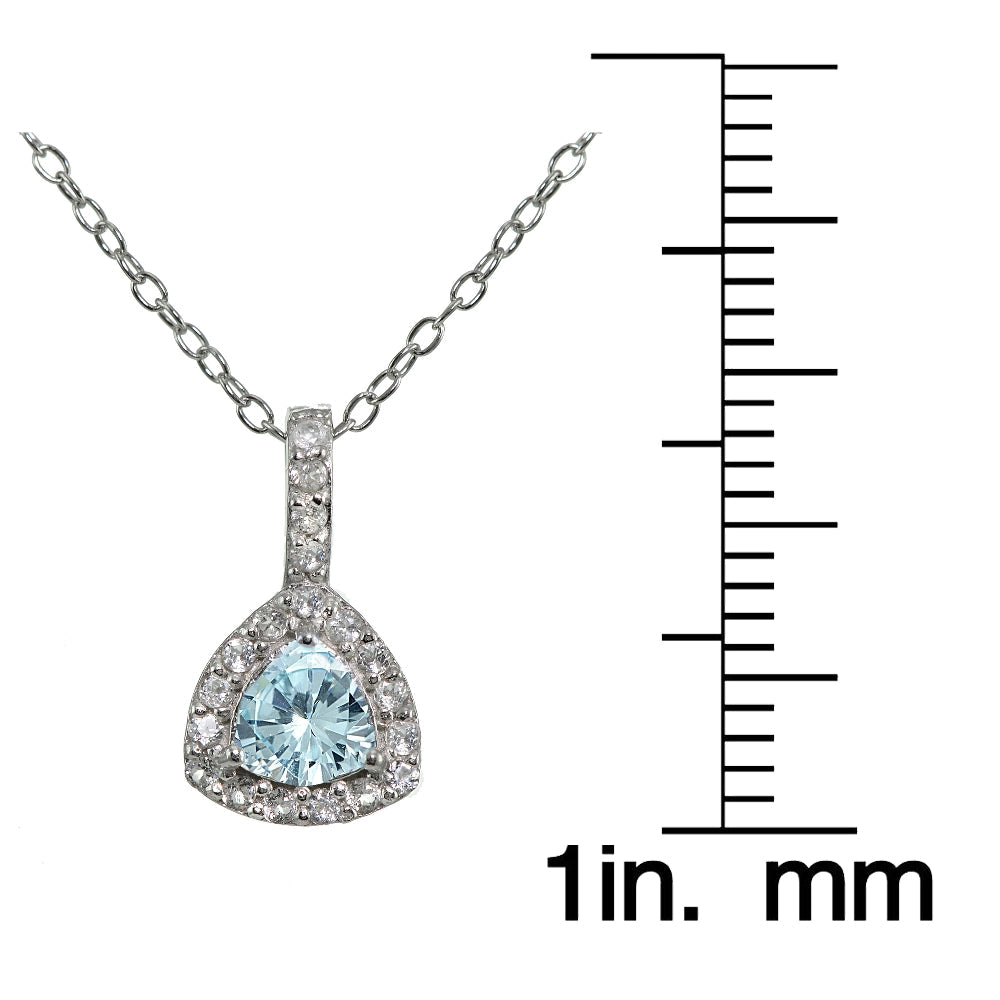 Sterling Silver Blue Topaz & White Topaz Trillion-Cut Necklace