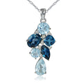 Sterling Silver London Blue Blue Topaz and White Topaz Tonal Cluster Necklace