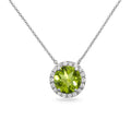 Sterling Silver Peridot and White Topaz Halo Slide Pendant Necklace