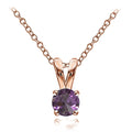 Rose Gold Flashed Sterling Silver Alexandrite 5mm Round Solitaire Necklace
