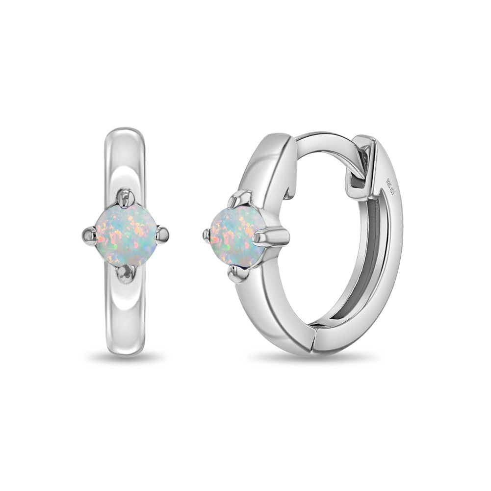 Kids Opal Huggie Hoop Earrings — 925 Sterling Silver