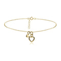 Gold Tone over Sterling Silver Double Heart Chain Anklet