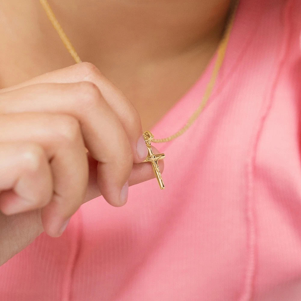 Kids' Gold-Plated Crucifix Cross Pendant Necklace (16")