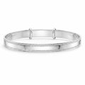 Sterling Silver CZ Heart Adjustable Bangle Bracelet for Girls
