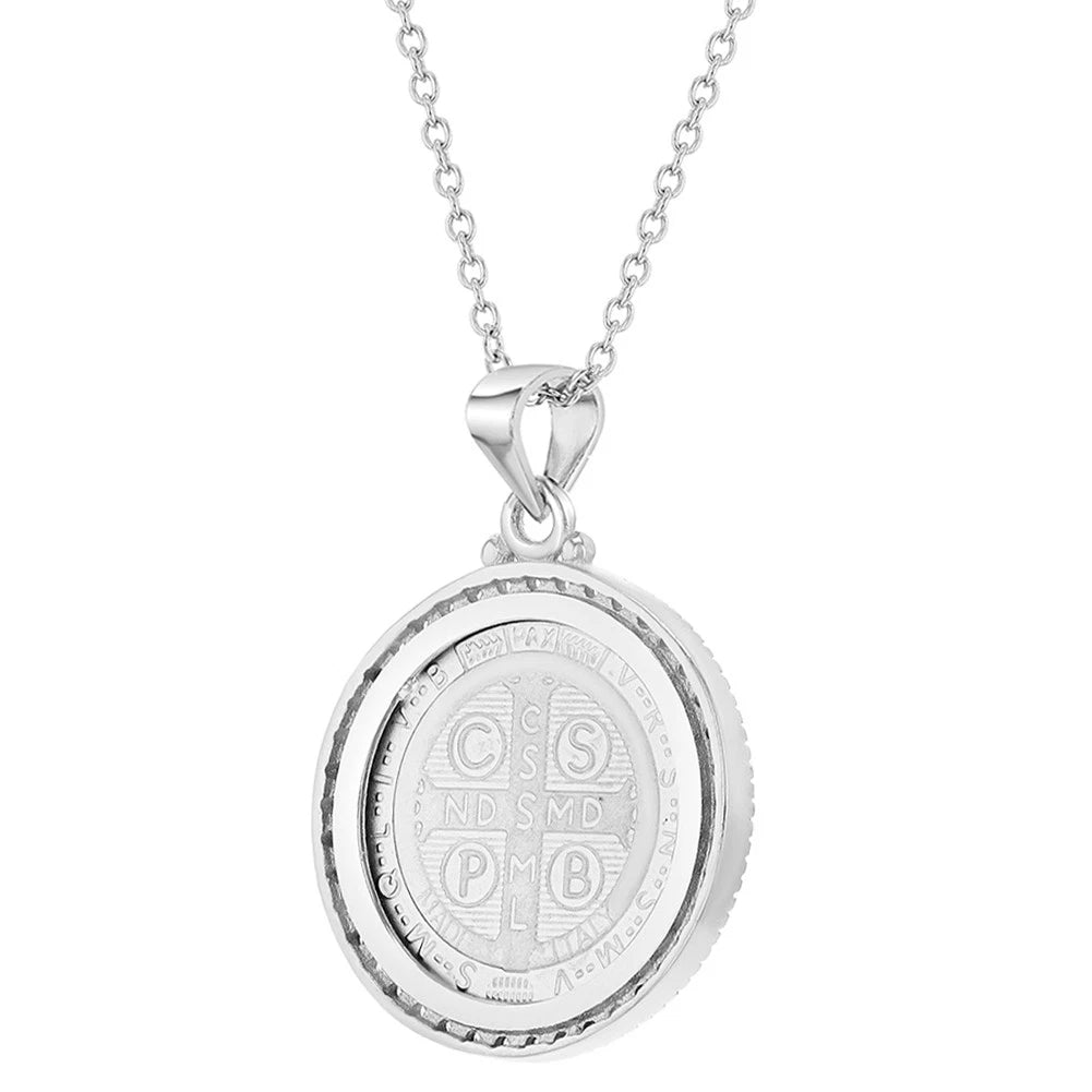 Sterling Silver Saint Benedict Medallion Necklace (18")