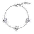 Sterling Silver Pearl and CZ Heart Bracelet for Girls