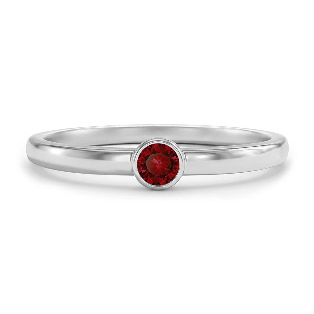 Sterling Silver Bezel Birthstone Ring for Little Girls