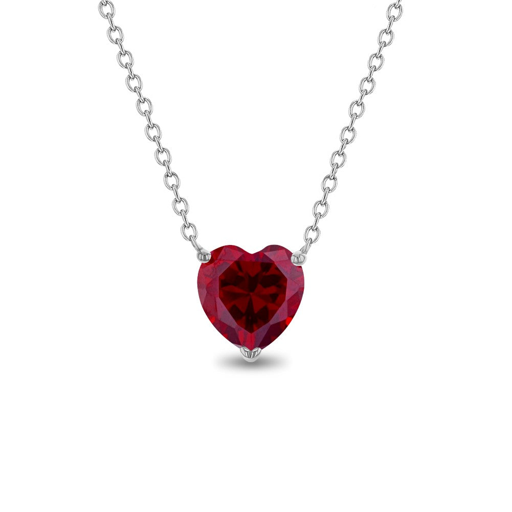 Kids Birthstone Heart Pendant Necklace — 925 Sterling Silver