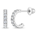 Sterling Silver CZ Half-Hoop Screw-Back Earrings for Teens