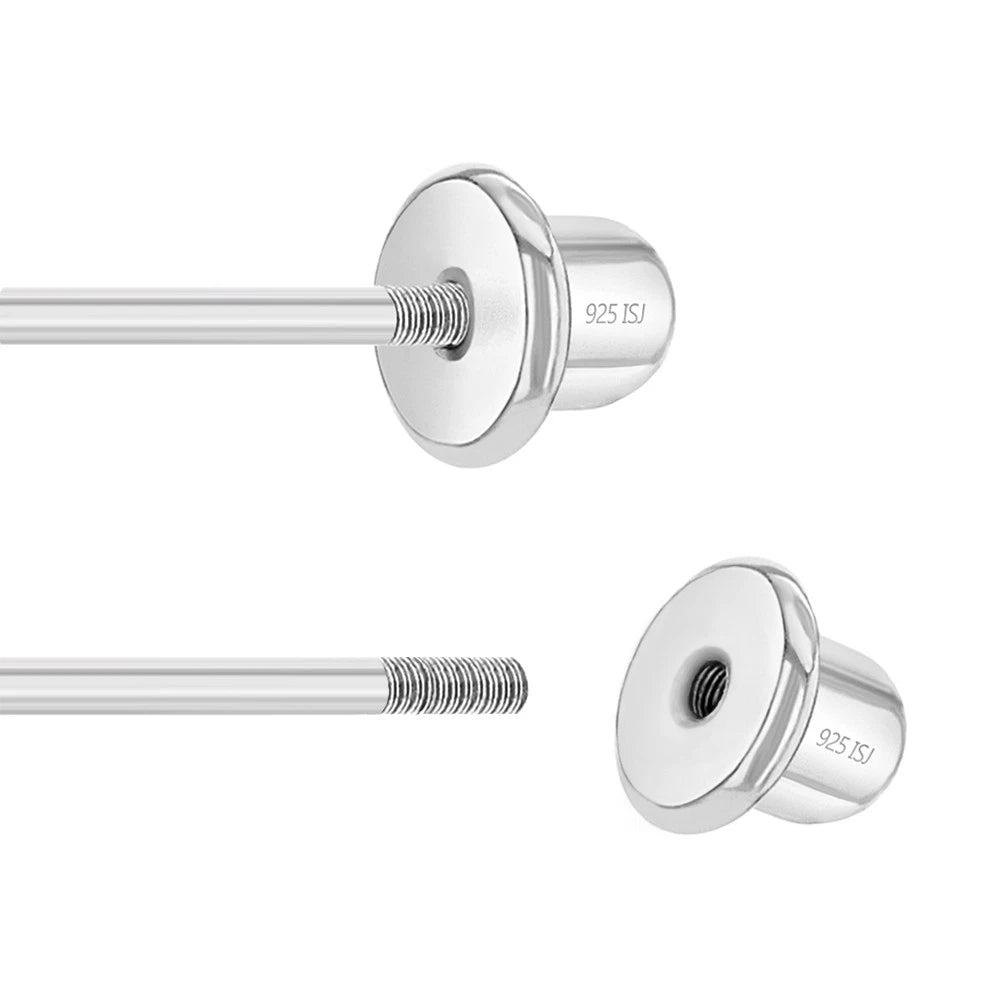 Sterling Silver CZ Half-Hoop Screw-Back Earrings for Teens