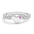 Sterling Silver Pink and Clear CZ Heart Ring for Girls