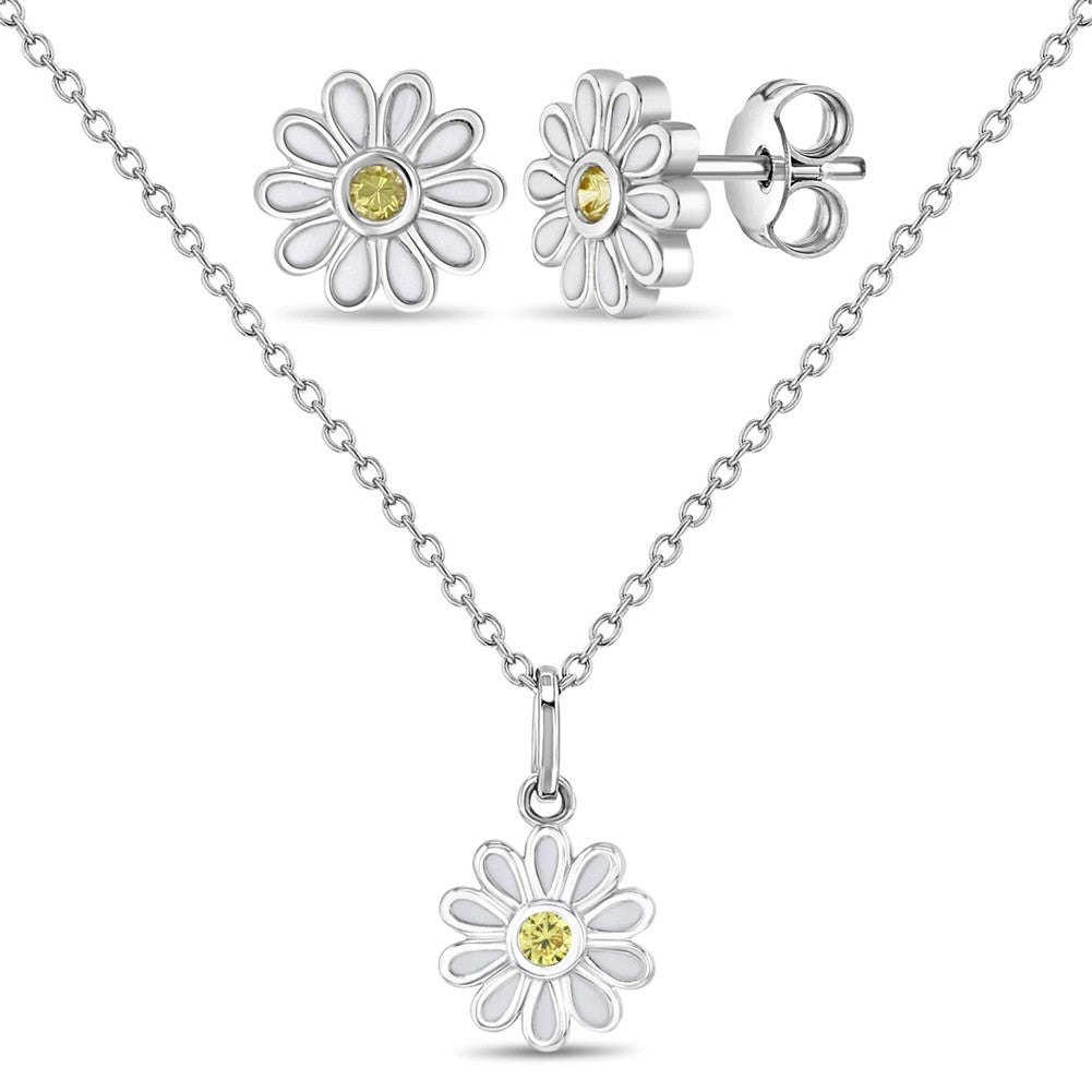 Kids Daisy Necklace Gift Set — 925 Sterling Silver