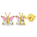 14K Gold Dazzling Butterfly Screw-Back Stud Earrings
