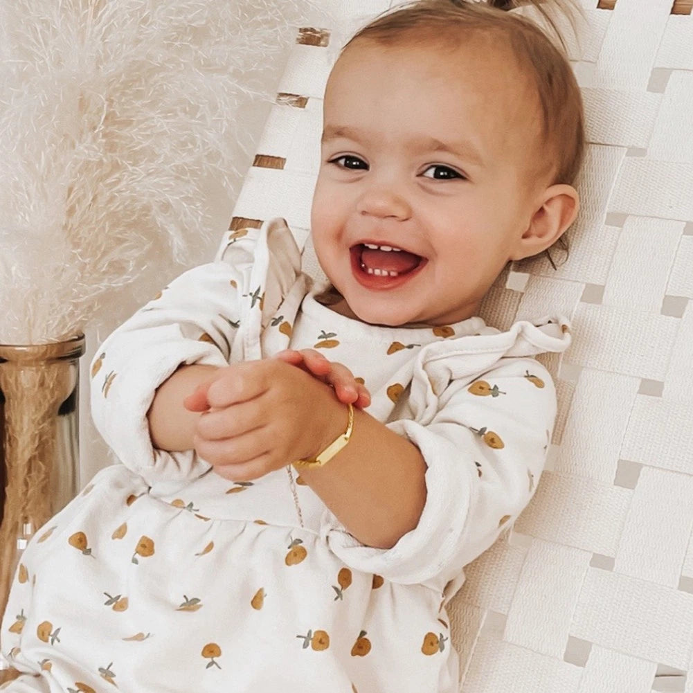 14K Gold Engravable Figaro ID Bracelet for Kids