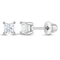 Tiny Princess-Cut Stud Earrings — 925 Sterling Silver
