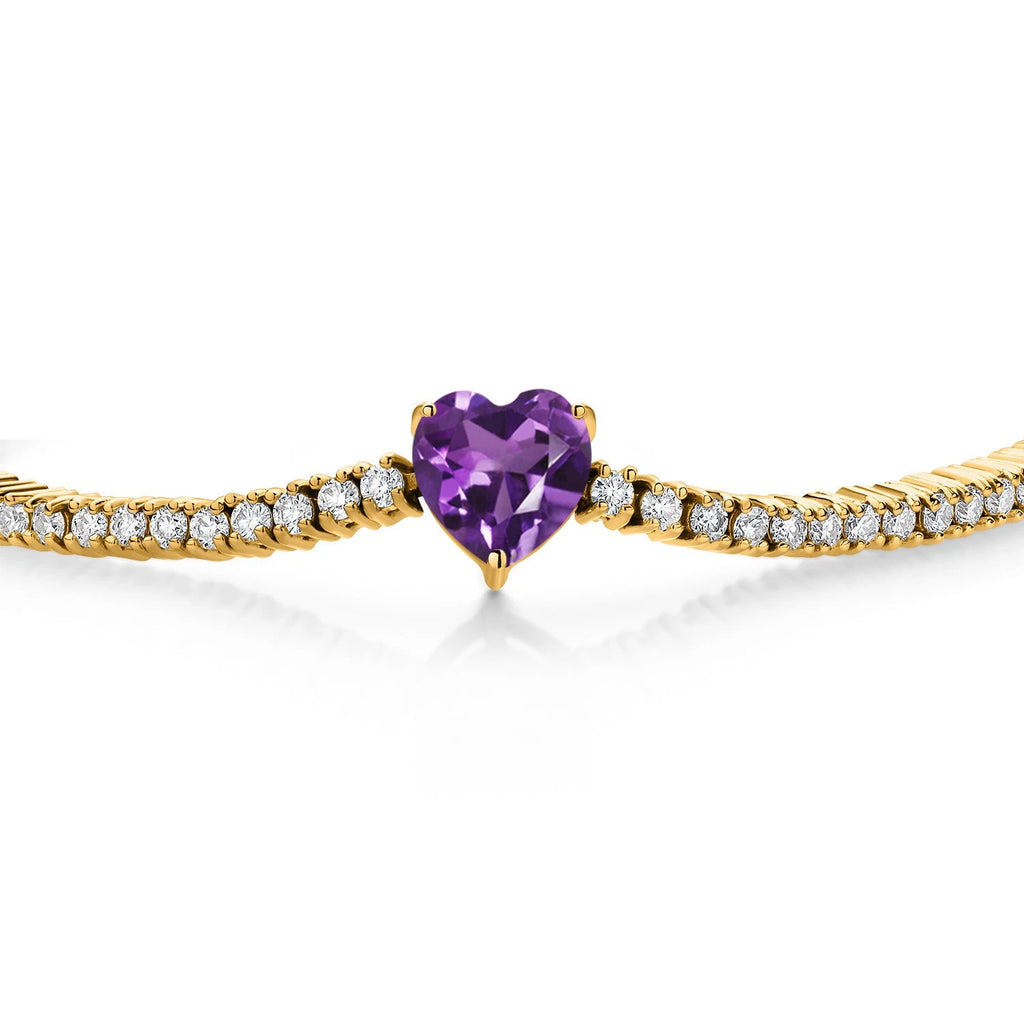 Heart Birthstone Bracelet with White Stone Accents in Sterling Silver - photo 2