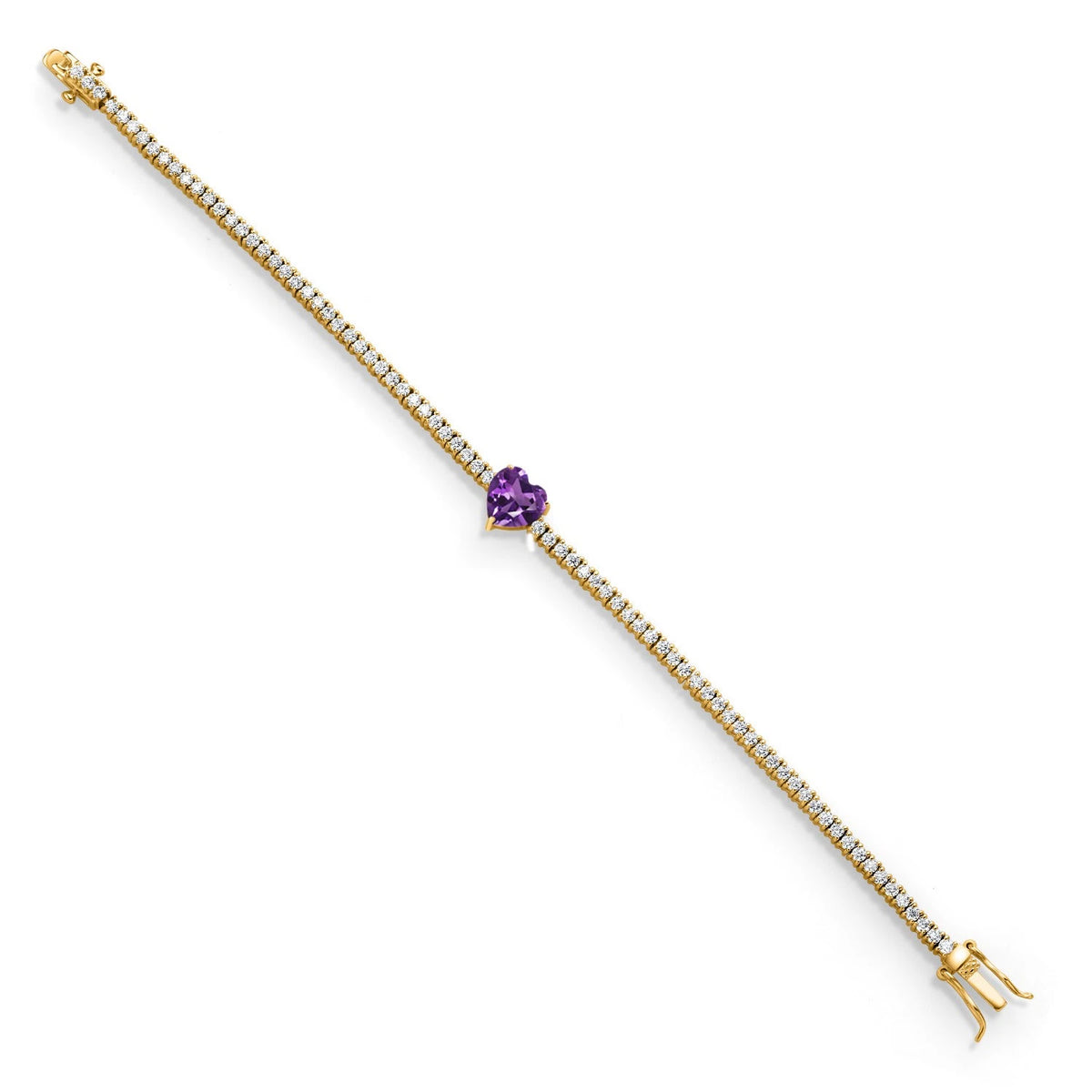 Heart Birthstone Bracelet with White Stone Accents in Sterling Silver - photo 3