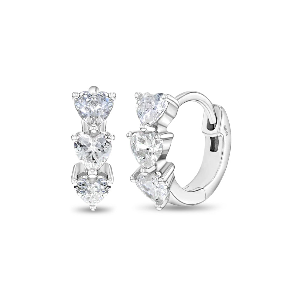 Cascading Heart Huggie Hoop Earrings — 925 Sterling Silver - photo 1