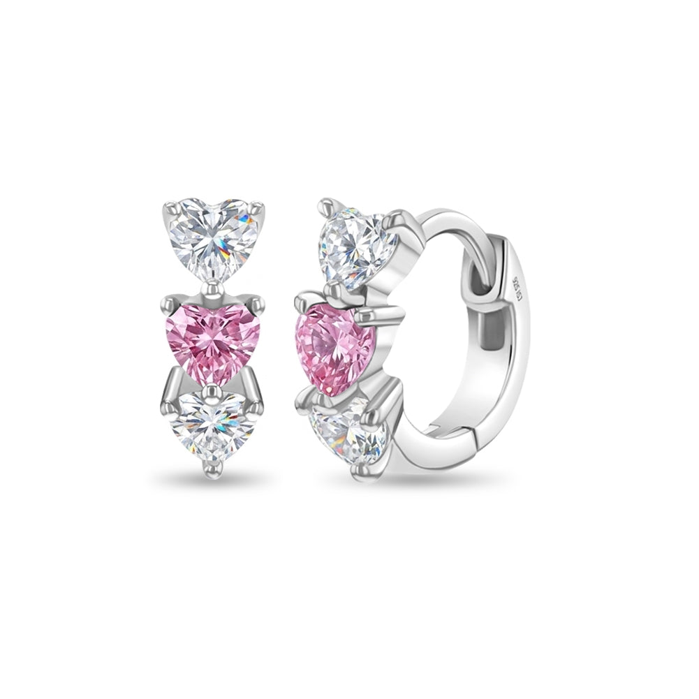 Cascading Heart Huggie Hoop Earrings — 925 Sterling Silver - photo 2