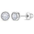 Classic Bezel Stud Earrings for Baby Girls — 925 Sterling Silver